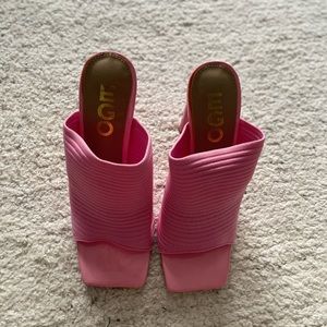 Pink EGO UK elastic heeled mules
